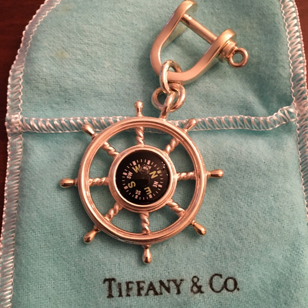 TIFFANY Sterling Silver Compass Keyring